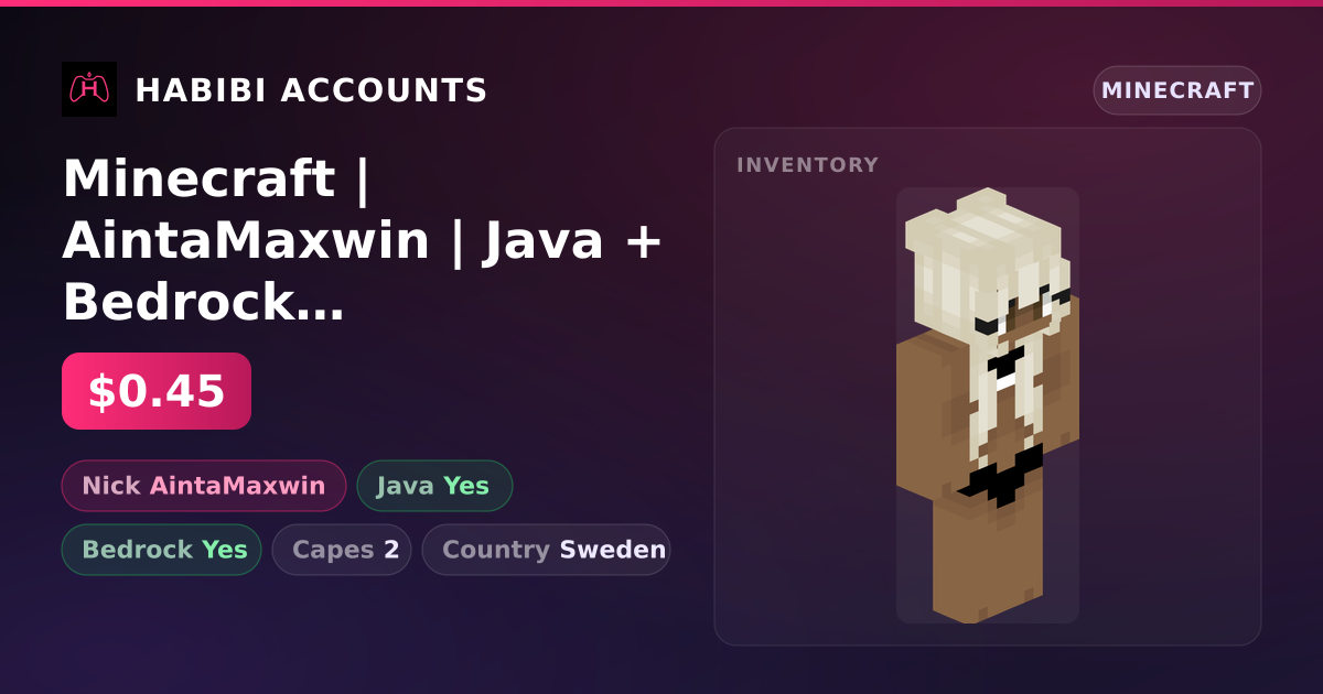 Minecraft | AintaMaxwin | Java + Bedrock | 2 Capes — HabibiAccounts