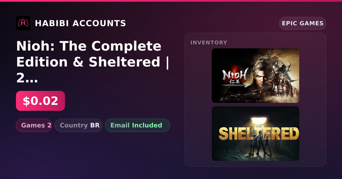 Nioh: The Complete Edition & Sheltered | 2 Games — HabibiAccounts