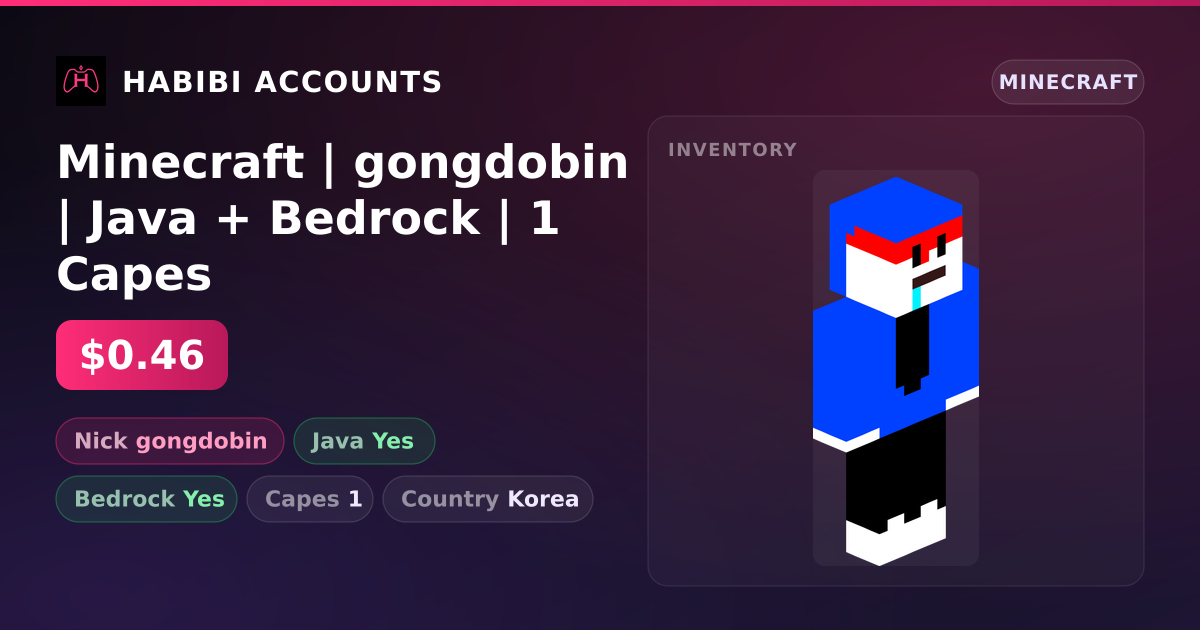 Minecraft | gongdobin | Java + Bedrock | 1 Capes — HabibiAccounts