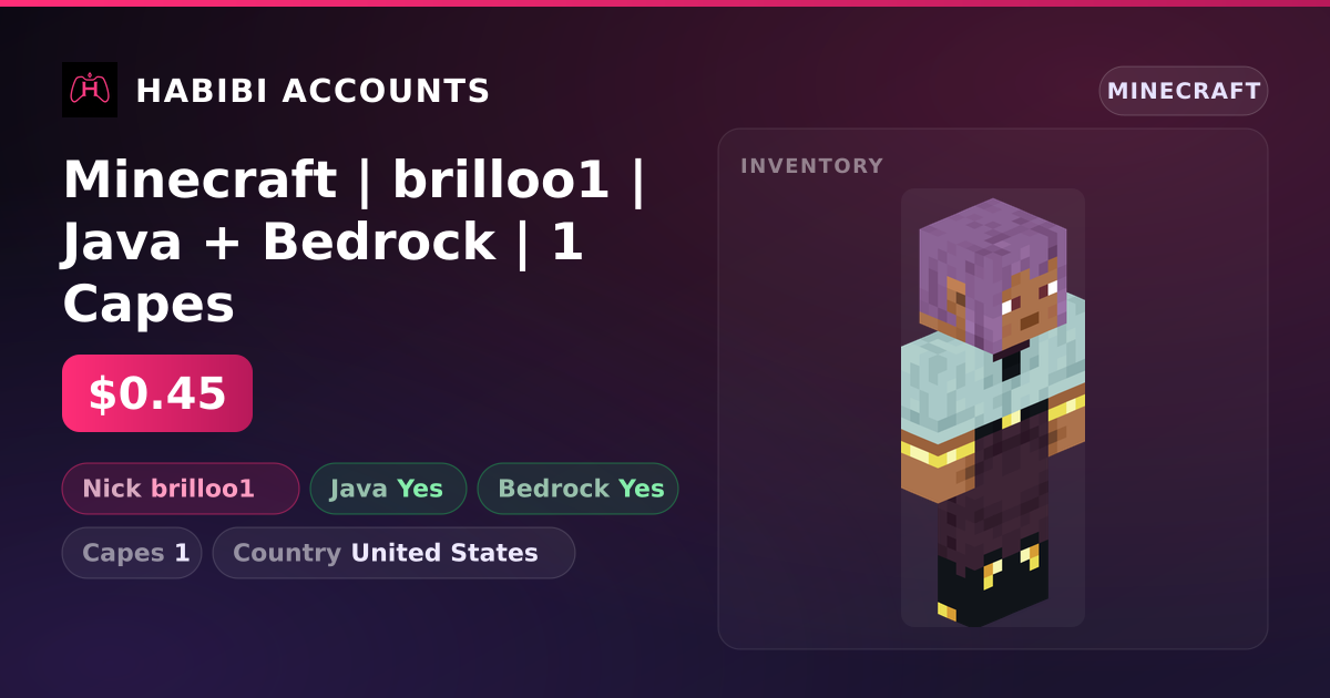 Minecraft | brilloo1 | Java + Bedrock | 1 Capes — HabibiAccounts