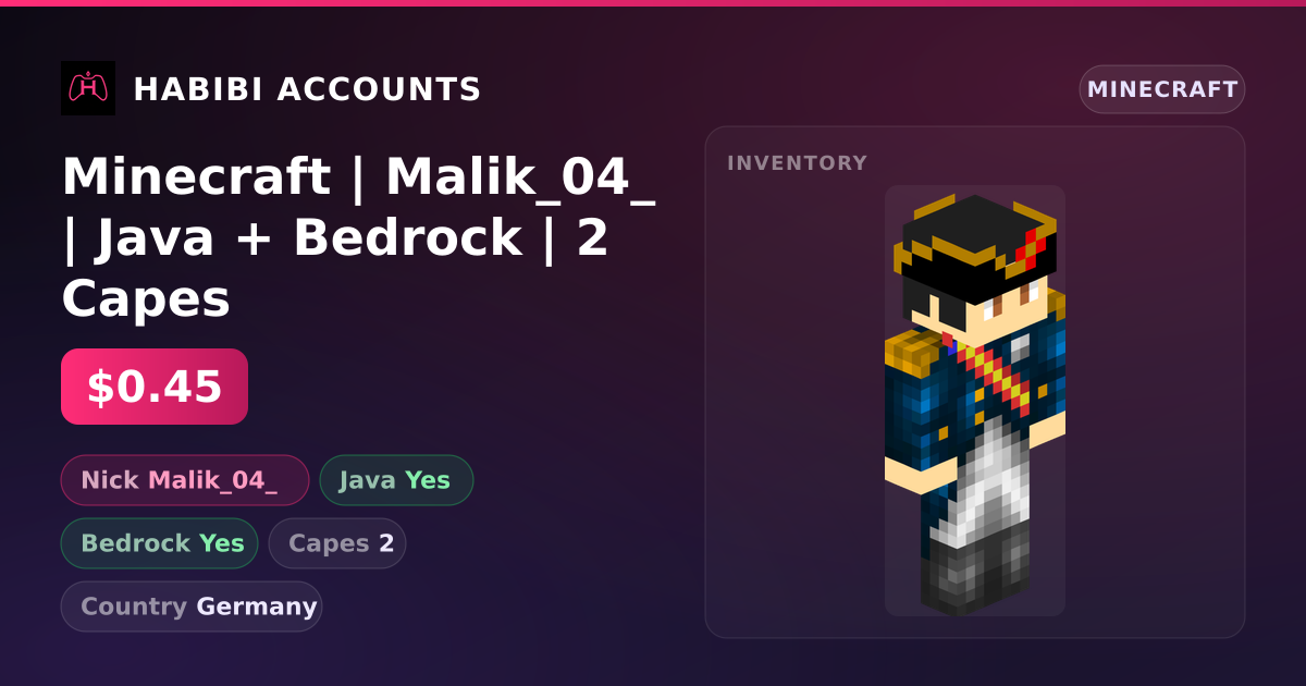 Minecraft | Malik_04_ | Java + Bedrock | 2 Capes — HabibiAccounts