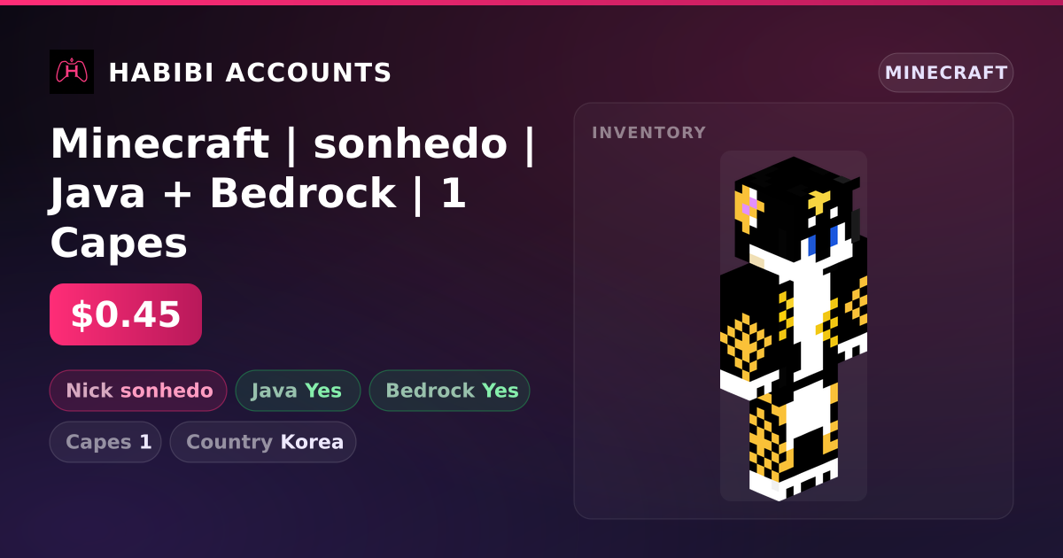 Minecraft | sonhedo | Java + Bedrock | 1 Capes — HabibiAccounts