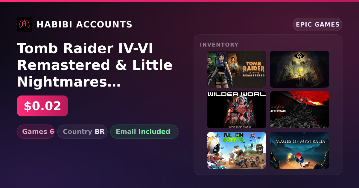 Tomb Raider IV-VI Remastered & Little Nightmares | 6 Games — HabibiAccounts