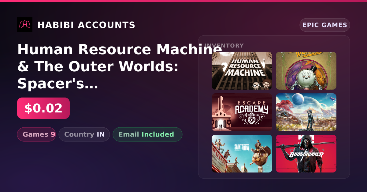 Human Resource Machine & The Outer Worlds: Spacer's Choice Edition | 9 Games — HabibiAccounts