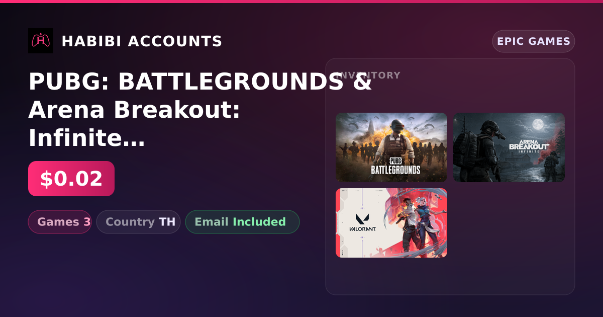 PUBG: BATTLEGROUNDS & Arena Breakout: Infinite | 3 Games — HabibiAccounts