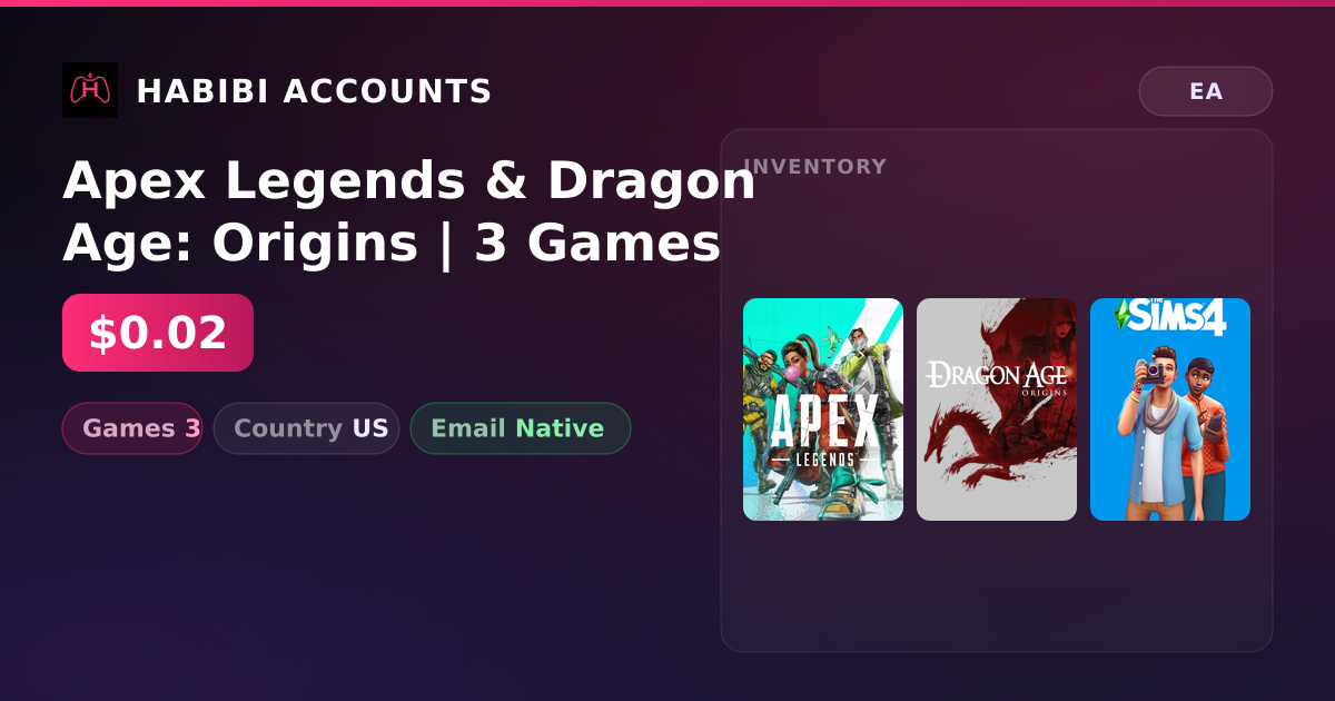 Apex Legends & Dragon Age: Origins | 3 Games — HabibiAccounts