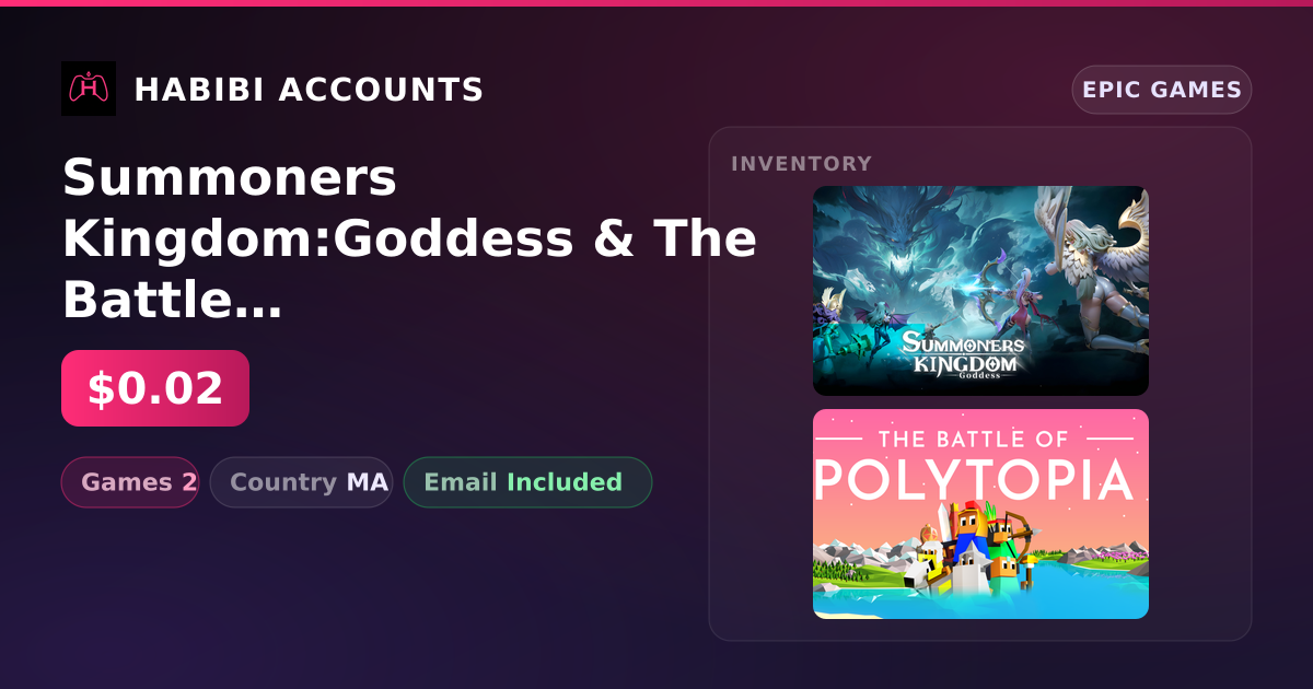 Summoners Kingdom:Goddess & The Battle of Polytopia | 2 Games — HabibiAccounts