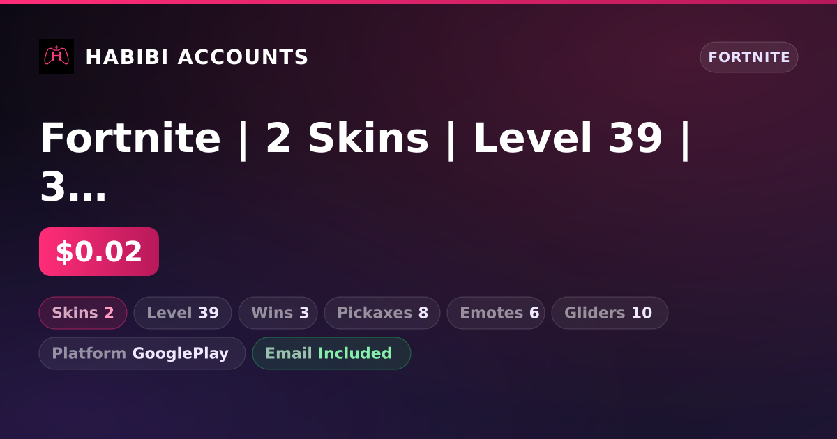 Fortnite | 2 Skins | Level 39 | 3 Wins — HabibiAccounts