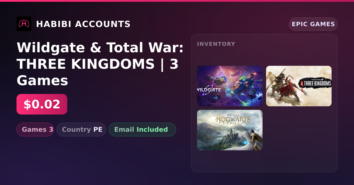 Wildgate & Total War: THREE KINGDOMS | 3 Games — HabibiAccounts