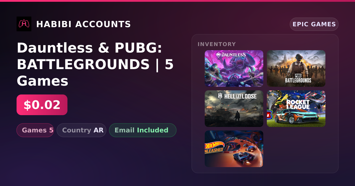 Dauntless & PUBG: BATTLEGROUNDS | 5 Games — HabibiAccounts