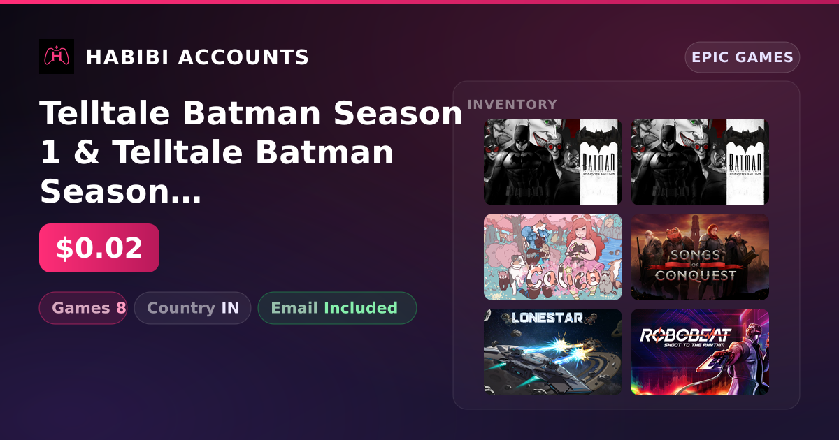 Telltale Batman Season 1 & Telltale Batman Season 2 | 8 Games — HabibiAccounts