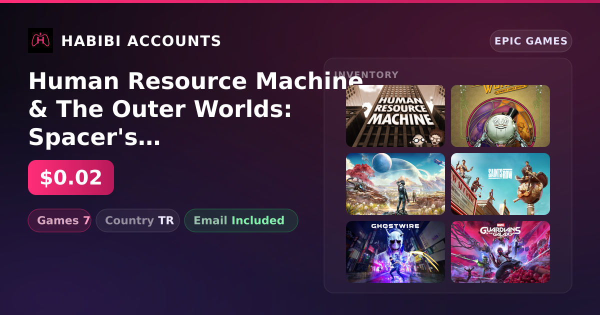 Human Resource Machine & The Outer Worlds: Spacer's Choice Edition | 7 Games — HabibiAccounts