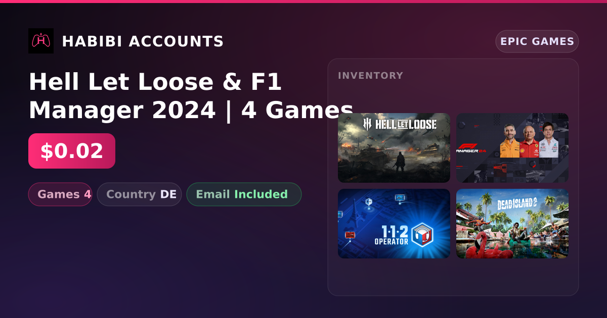 Hell Let Loose & F1 Manager 2024 | 4 Games — HabibiAccounts