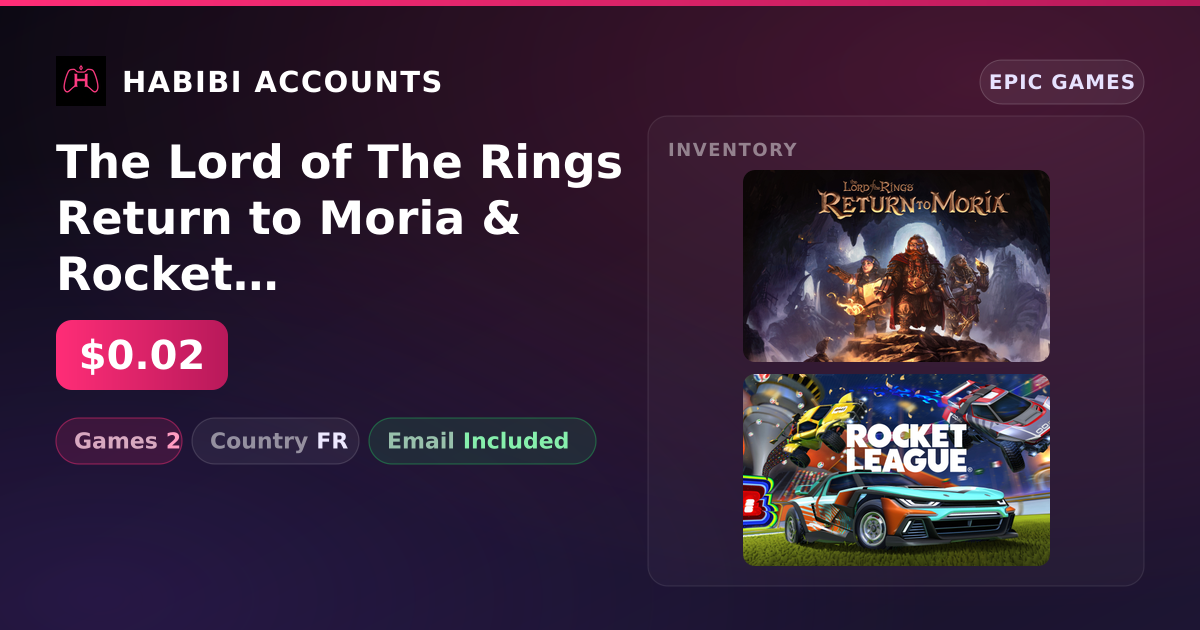 The Lord of The Rings Return to Moria & Rocket League | 2 Games — HabibiAccounts