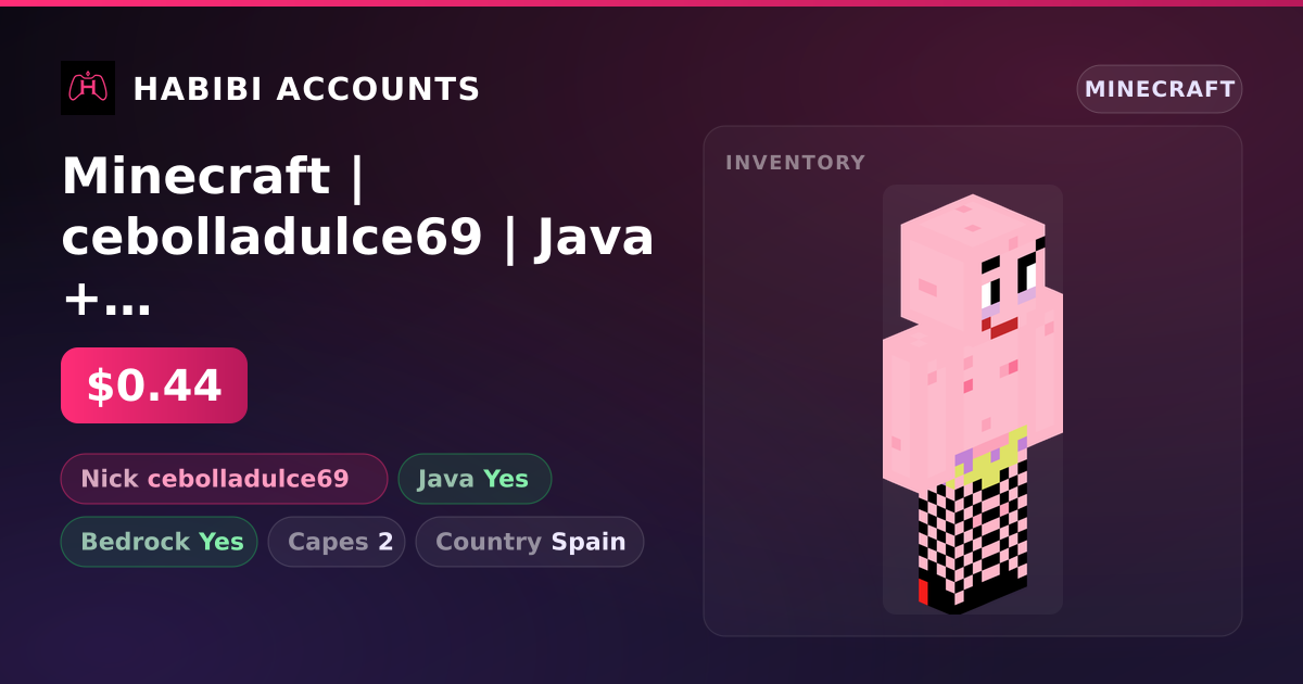 Minecraft | cebolladulce69 | Java + Bedrock | 2 Capes — HabibiAccounts