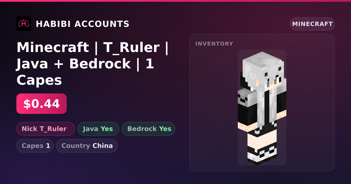 Minecraft | T_Ruler | Java + Bedrock | 1 Capes — HabibiAccounts