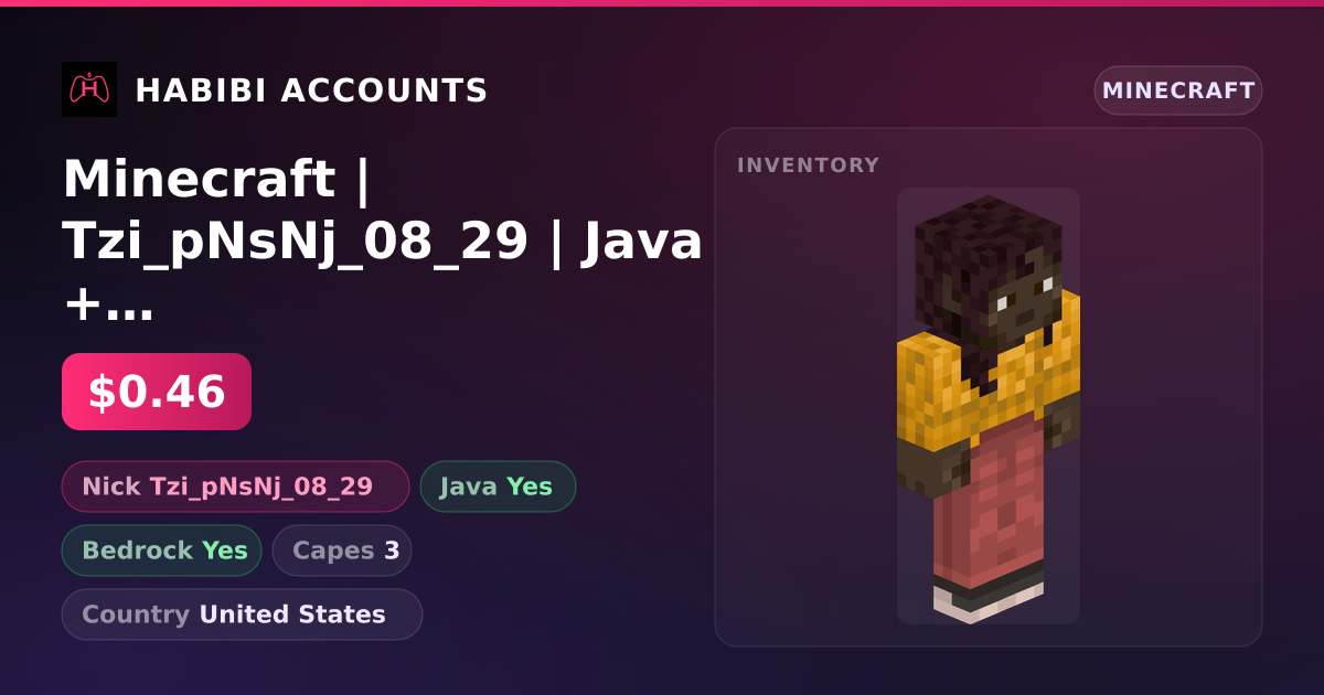 Minecraft | Tzi_pNsNj_08_29 | Java + Bedrock | 3 Capes — HabibiAccounts