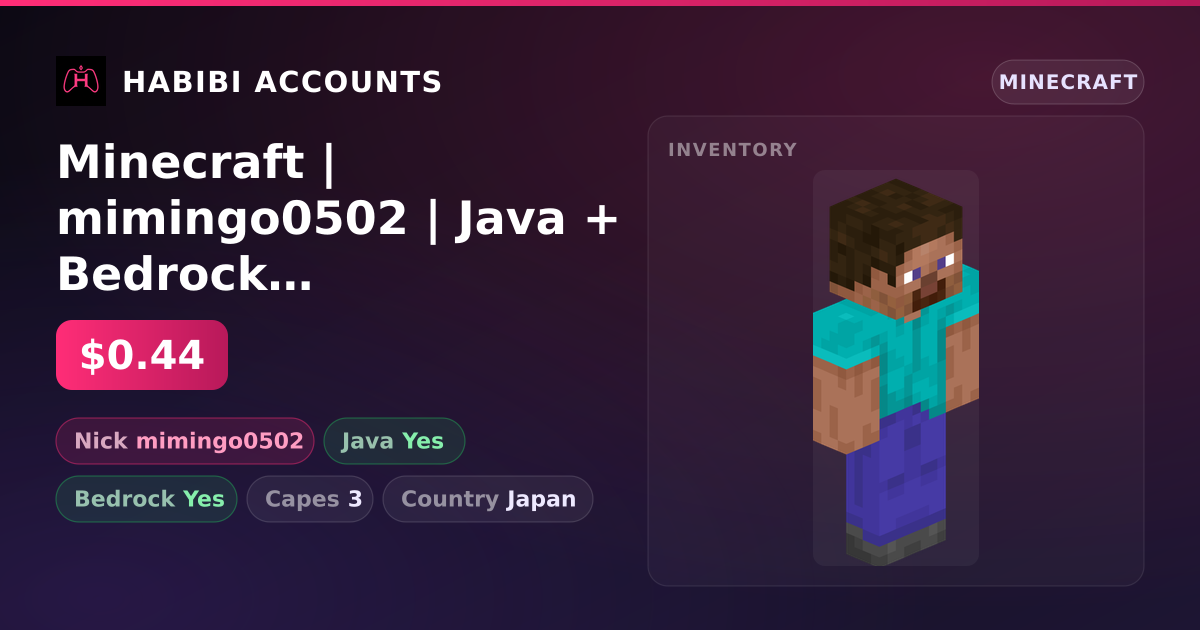 Minecraft | mimingo0502 | Java + Bedrock | 3 Capes — HabibiAccounts