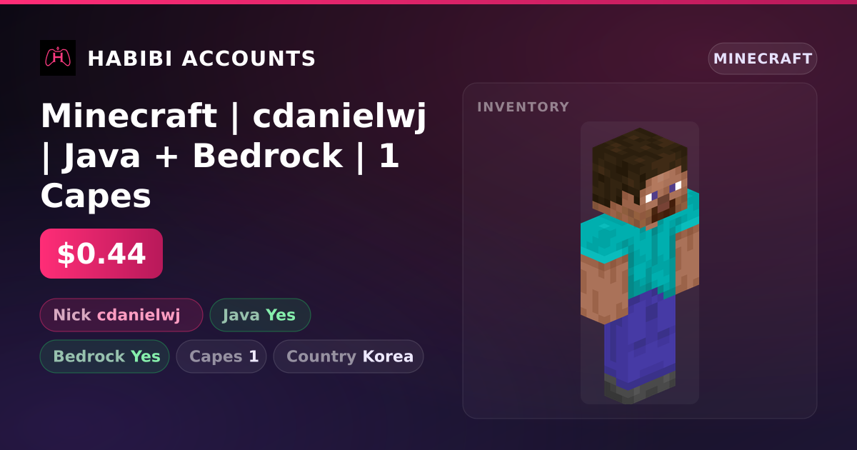 Minecraft | cdanielwj | Java + Bedrock | 1 Capes — HabibiAccounts