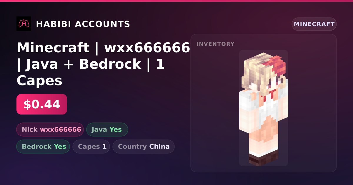 Minecraft | wxx666666 | Java + Bedrock | 1 Capes — HabibiAccounts