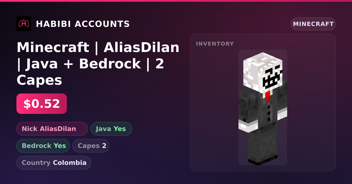 Minecraft | AliasDilan | Java + Bedrock | 2 Capes — HabibiAccounts