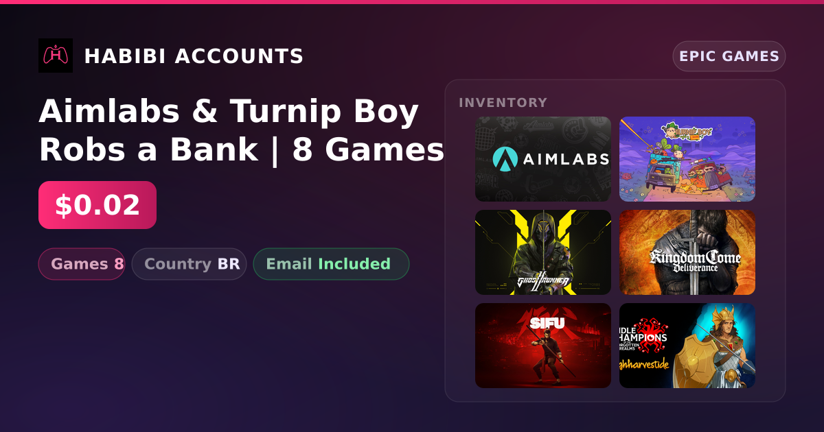 Aimlabs & Turnip Boy Robs a Bank | 8 Games — HabibiAccounts