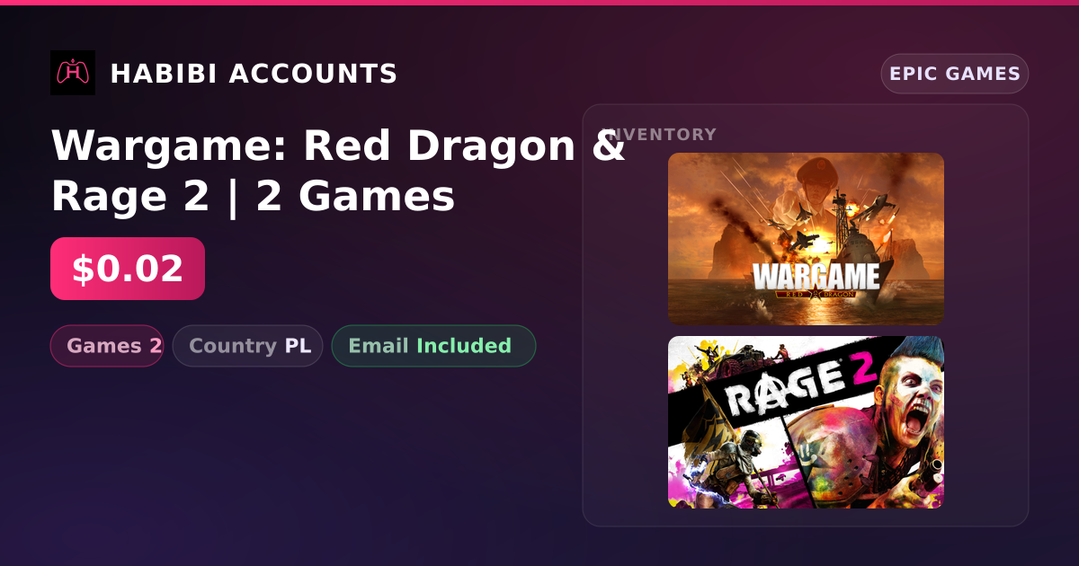 Wargame: Red Dragon & Rage 2 | 2 Games — HabibiAccounts