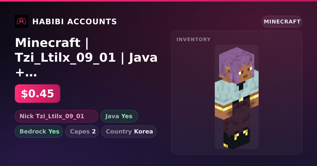 Minecraft | Tzi_Ltilx_09_01 | Java + Bedrock | 2 Capes — HabibiAccounts
