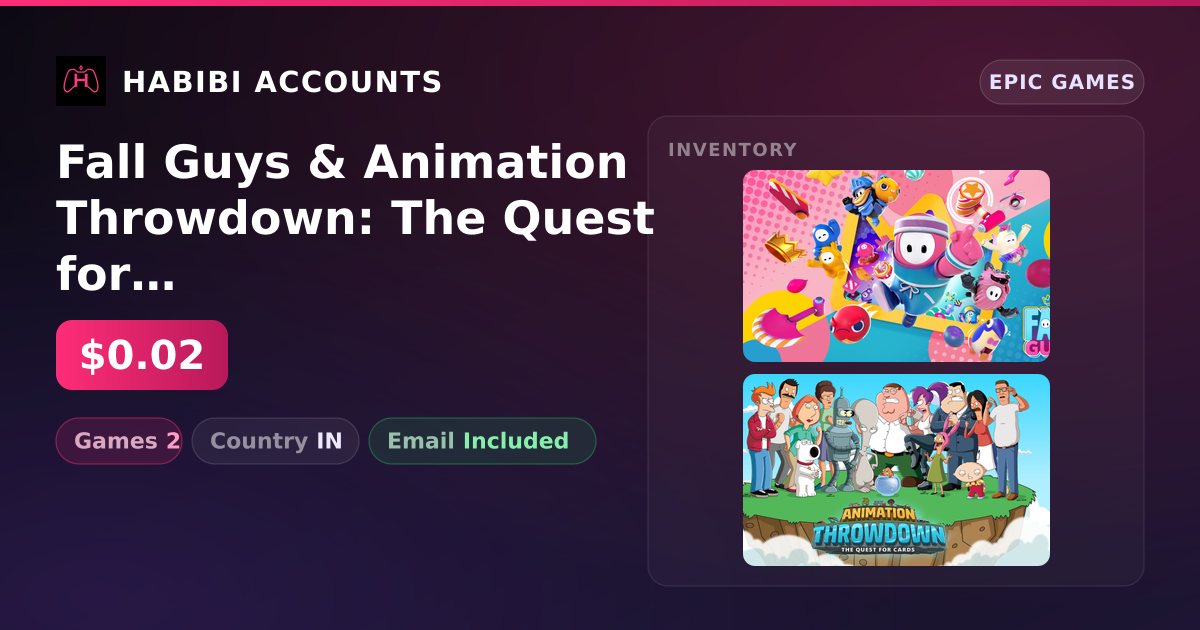 Fall Guys & Animation Throwdown: The Quest for Cards | 2 Games — HabibiAccounts