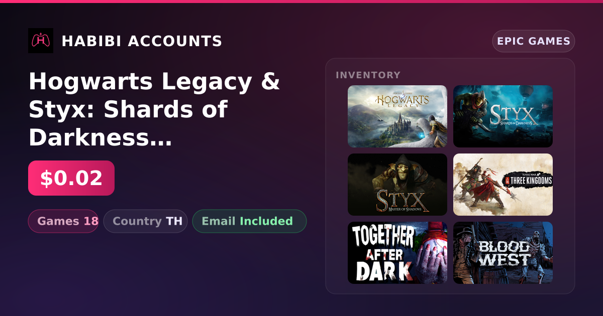 Hogwarts Legacy & Styx: Shards of Darkness - Deluxe Edition | 18 Games — HabibiAccounts