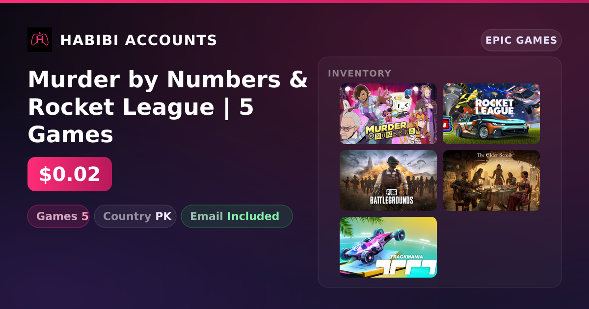 Murder by Numbers & Rocket League | 5 Games — HabibiAccounts