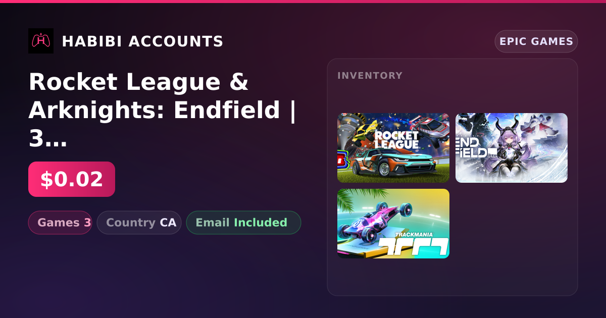 Rocket League & Arknights: Endfield | 3 Games — HabibiAccounts