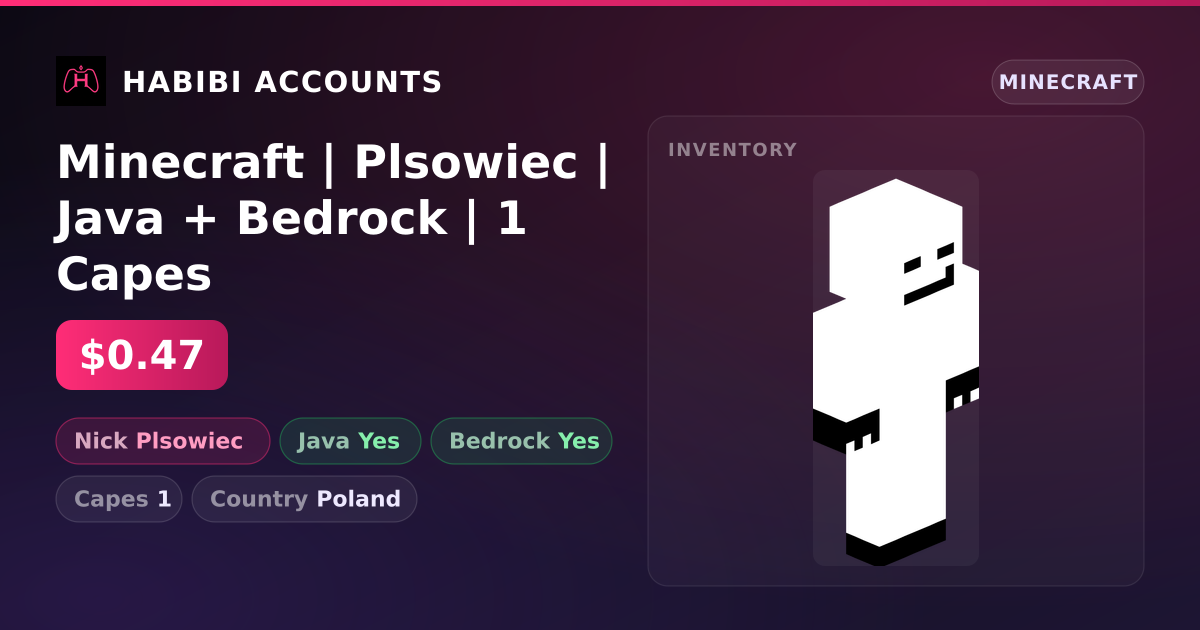 Minecraft | Plsowiec | Java + Bedrock | 1 Capes — HabibiAccounts