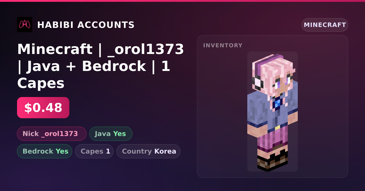 Minecraft | _orol1373 | Java + Bedrock | 1 Capes — HabibiAccounts