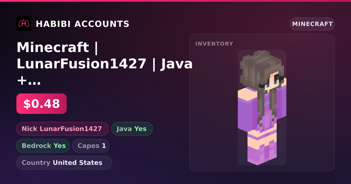 Minecraft | LunarFusion1427 | Java + Bedrock | 1 Capes — HabibiAccounts