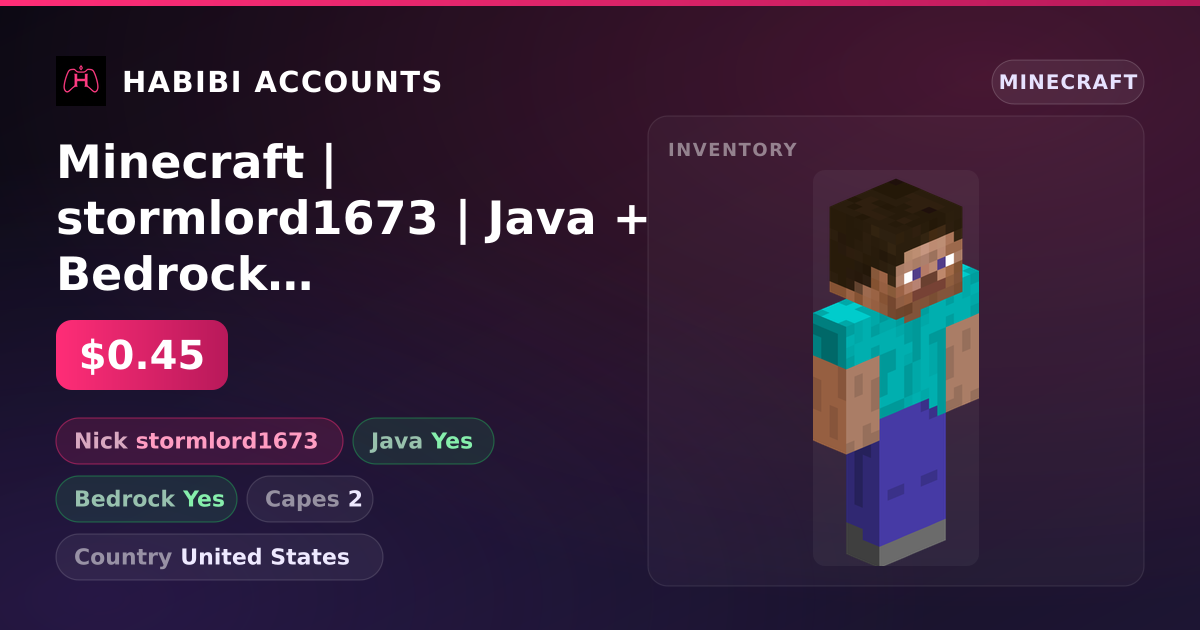 Minecraft | stormlord1673 | Java + Bedrock | 2 Capes — HabibiAccounts