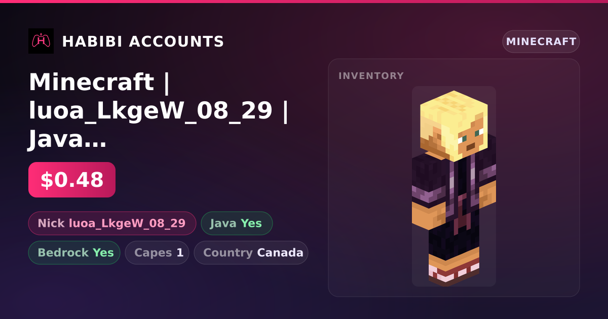 Minecraft | luoa_LkgeW_08_29 | Java + Bedrock | 1 Capes — HabibiAccounts