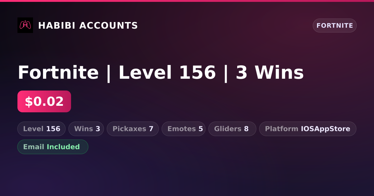 Fortnite | Level 156 | 3 Wins — HabibiAccounts