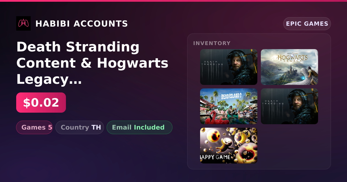 Death Stranding Content & Hogwarts Legacy | 5 Games — HabibiAccounts