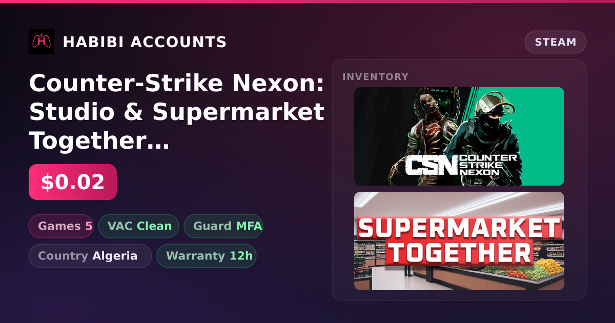 Counter-Strike Nexon: Studio & Supermarket Together | Clean — HabibiAccounts