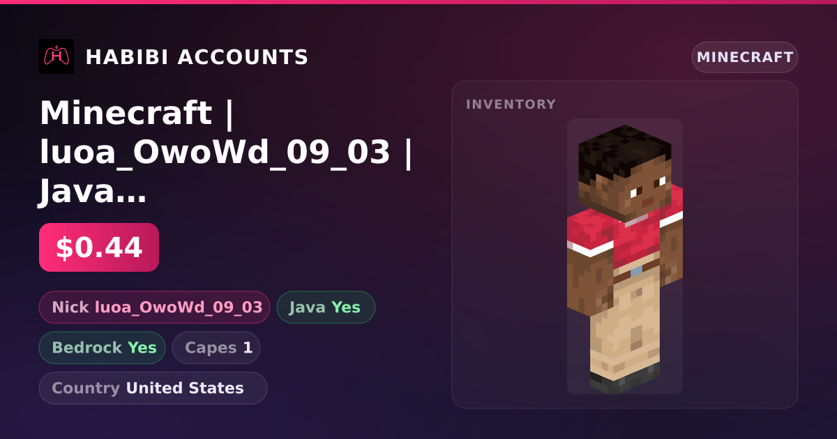 Minecraft | luoa_OwoWd_09_03 | Java + Bedrock | 1 Capes — HabibiAccounts