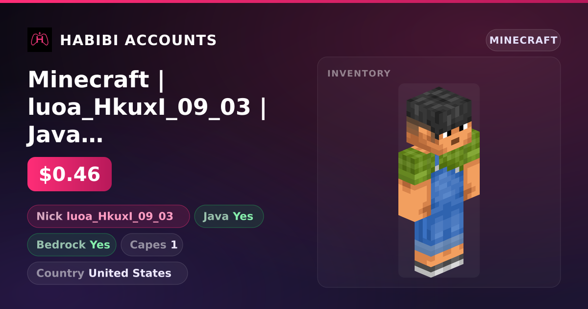 Minecraft | luoa_HkuxI_09_03 | Java + Bedrock | 1 Capes — HabibiAccounts