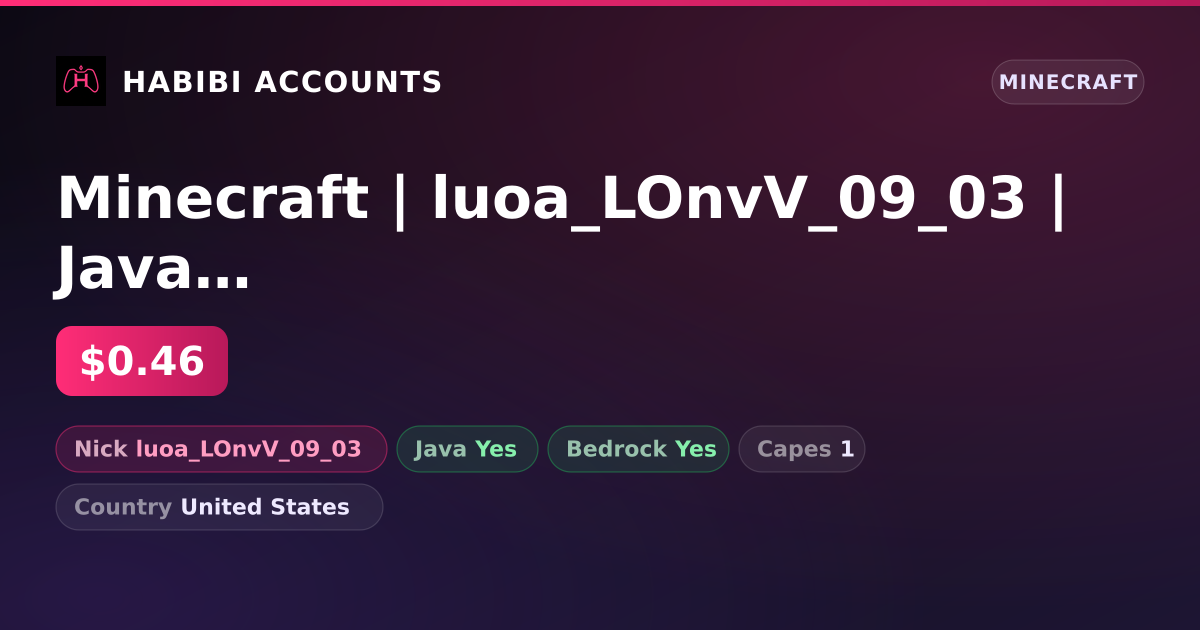 Minecraft | luoa_LOnvV_09_03 | Java + Bedrock | 1 Capes — HabibiAccounts