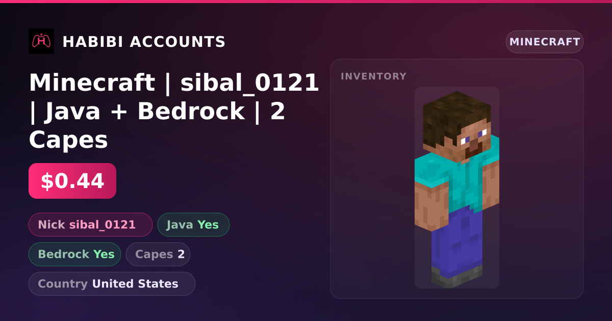 Minecraft | sibal_0121 | Java + Bedrock | 2 Capes — HabibiAccounts