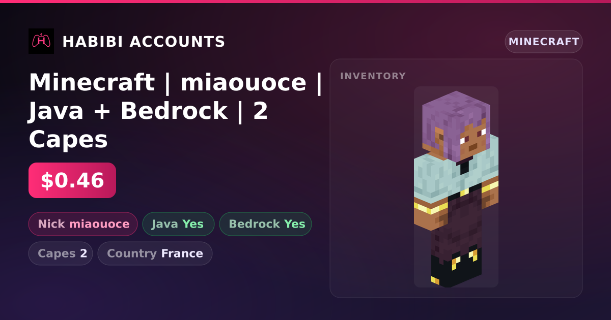 Minecraft | miaouoce | Java + Bedrock | 2 Capes — HabibiAccounts