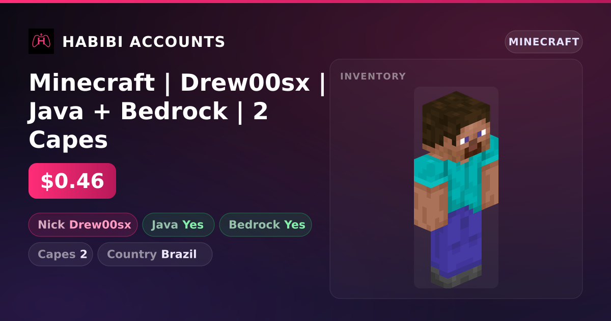 Minecraft | Drew00sx | Java + Bedrock | 2 Capes — HabibiAccounts