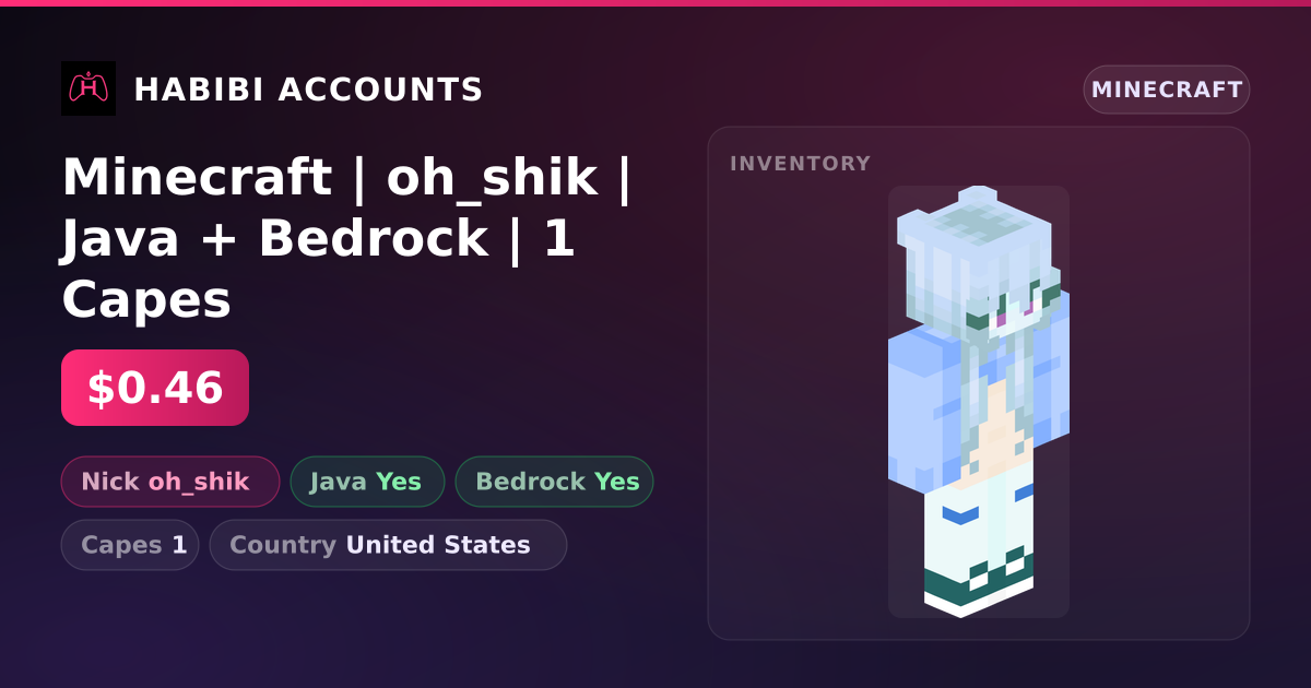 Minecraft | oh_shik | Java + Bedrock | 1 Capes — HabibiAccounts