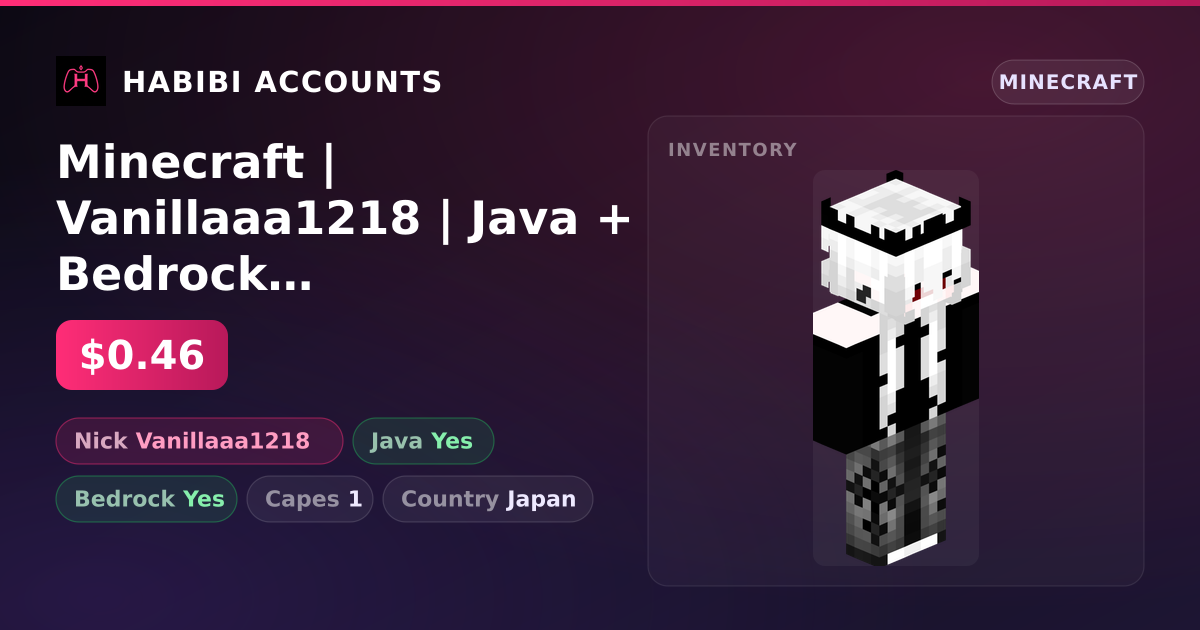 Minecraft | Vanillaaa1218 | Java + Bedrock | 1 Capes — HabibiAccounts