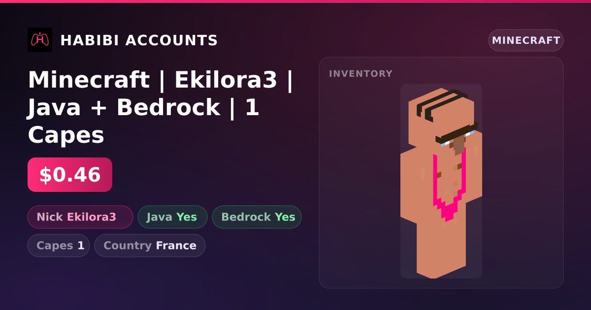 Minecraft | Ekilora3 | Java + Bedrock | 1 Capes — HabibiAccounts
