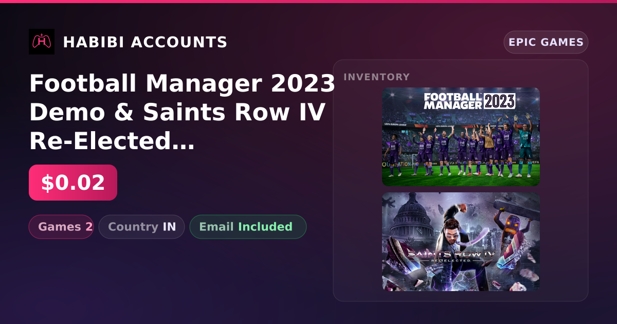 Football Manager 2023 Demo & Saints Row IV Re-Elected | 2 Games — HabibiAccounts